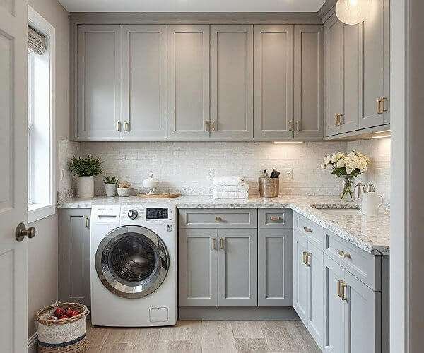 Custom laundry cabinetry and organization