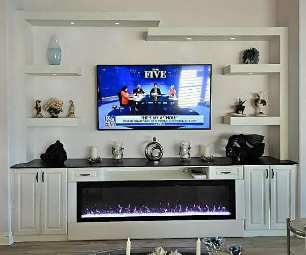 Custom media wall cabinetry
