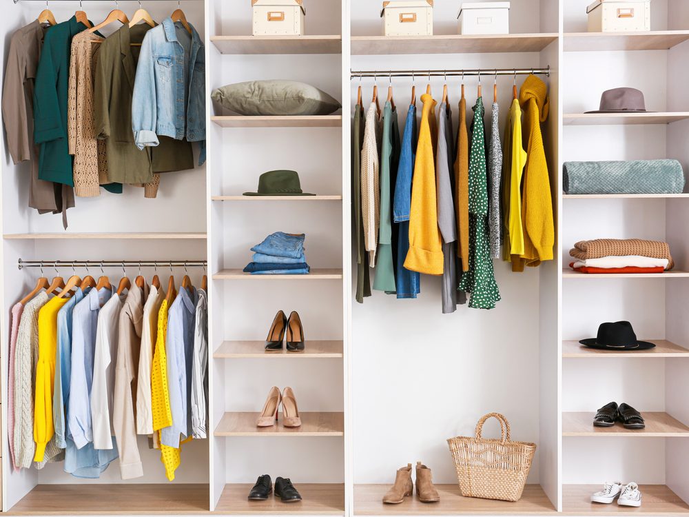 Custom closet with shoe shelving and drawers
